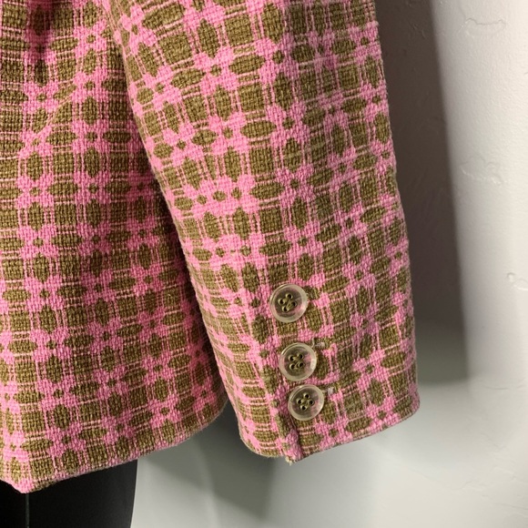 Express Pink & Brown Cropped Tweed Work Blazer Size 8 - Picture 7 of 13